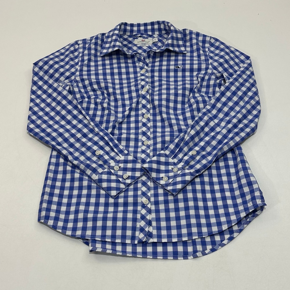 Vineyard Vines Women's Button-Up‎ Shirt Blue White Gingham Size 0